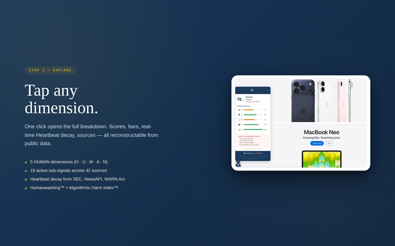 HI extension on apple.com — pill + detail panel